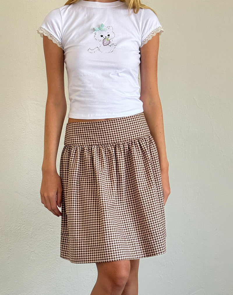 Image de Adinda Midi Skirt in Mini Gingham Brown
