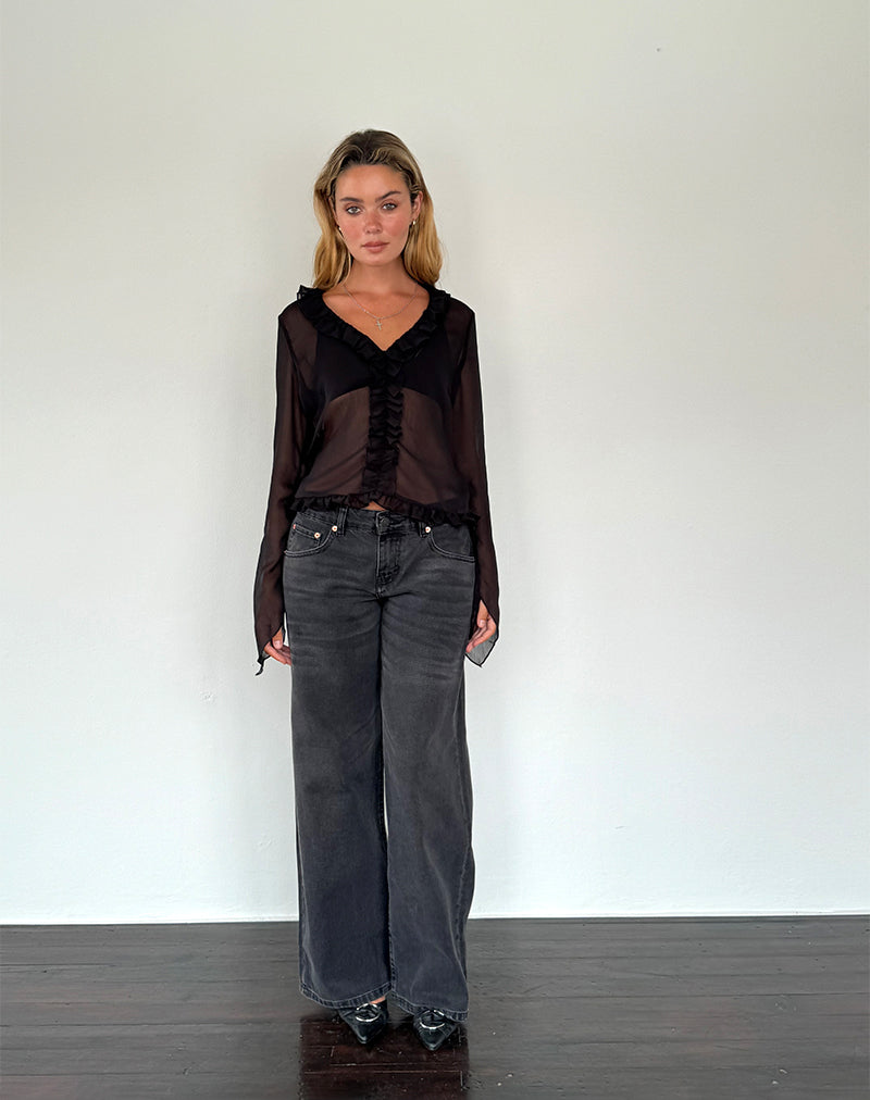 Image de Adriana Ruffle Top in Chiffon Black