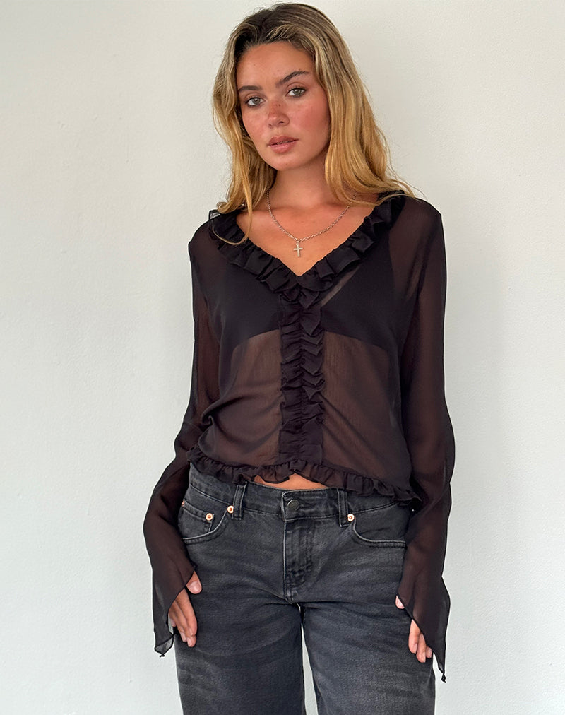 Image de Adriana Ruffle Top in Chiffon Black