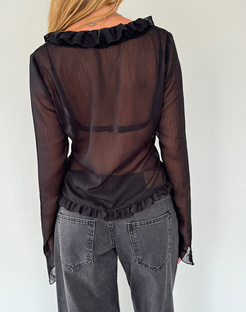 Image de Adriana Ruffle Top in Chiffon Black