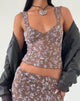 Image de Aerin Mesh Cap Sleeve Top in Botanist Flock Dark Taupe
