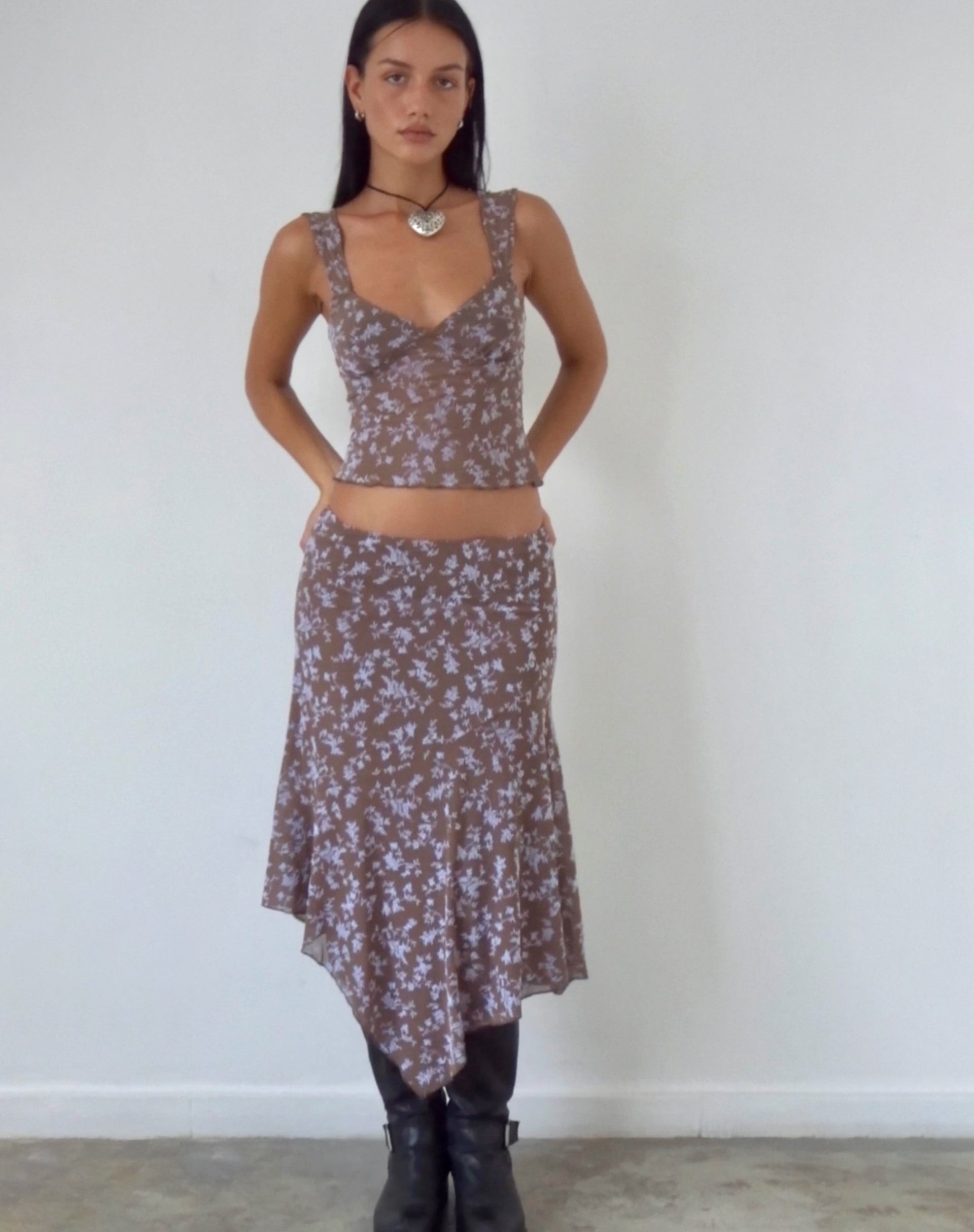 Image de Aerin Mesh Cap Sleeve Top in Botanist Flock Dark Taupe