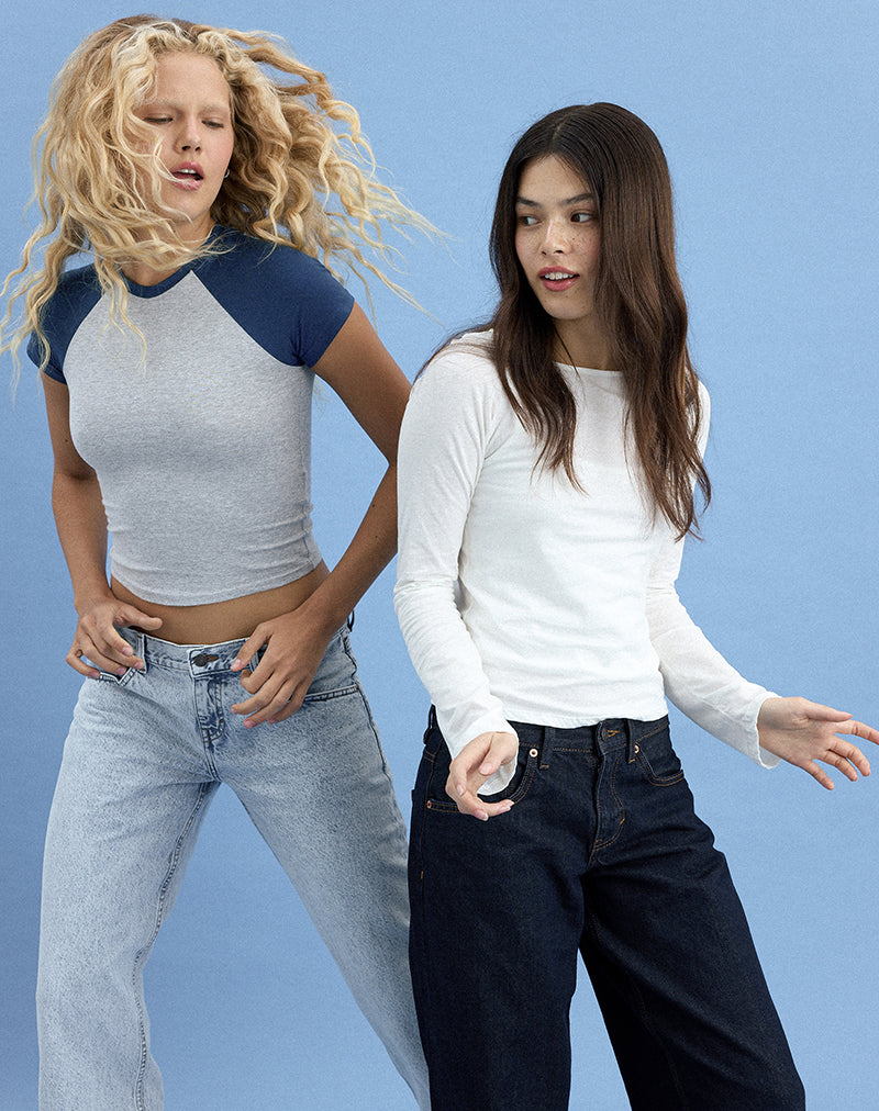 Image du t-shirt Agneta en gris chiné et bleu marine