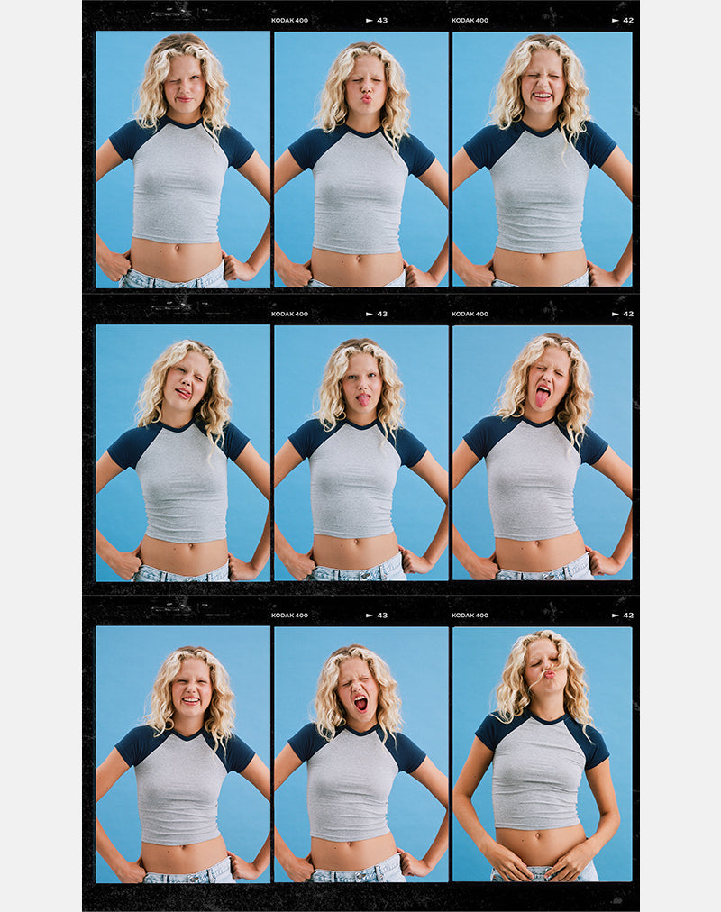 T-shirt Agneta gris chiné et bleu marine