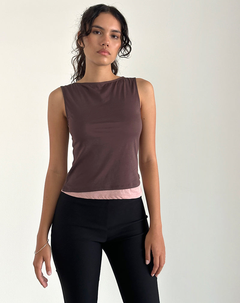 Plateau Aida en acajou profond avec Pink Lady