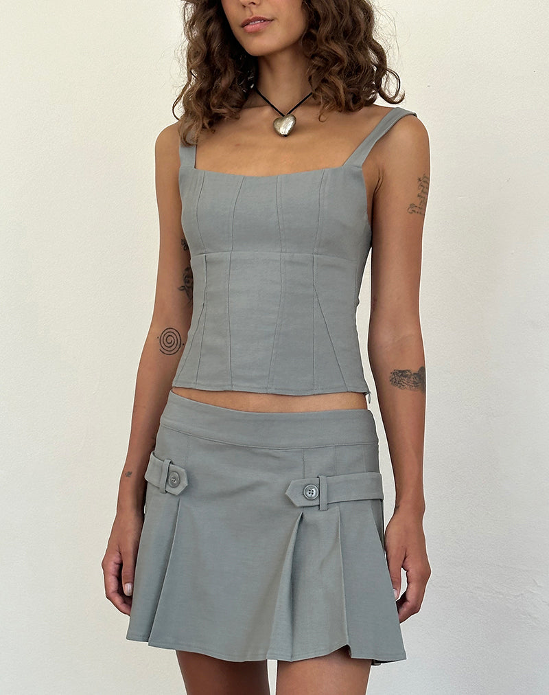 Image de la mini-jupe plissée Ahanu en gris