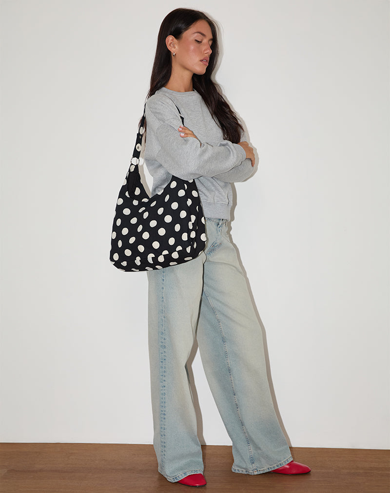Image du sac Aimi en grand Polka noir