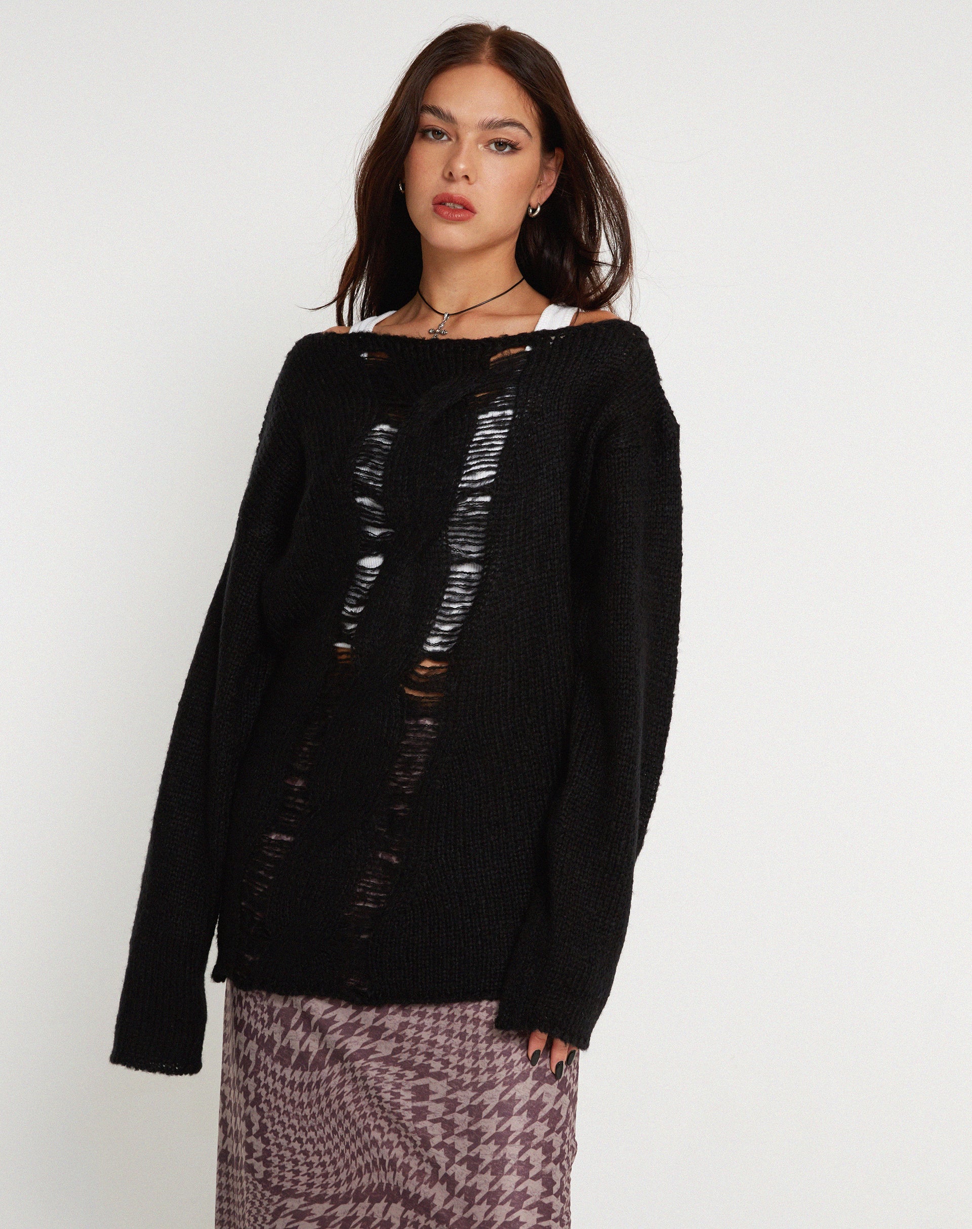 image de Akohara Laddered Knitted Top in Black