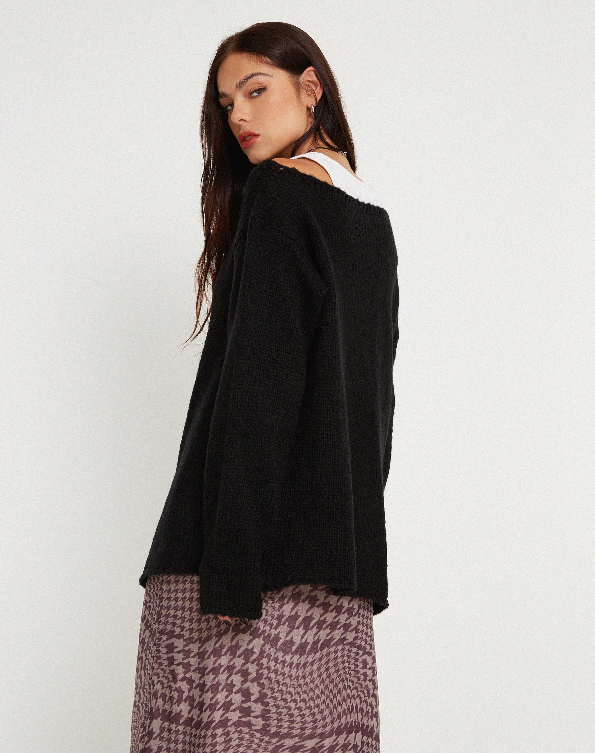 image de Akohara Laddered Knitted Top in Black