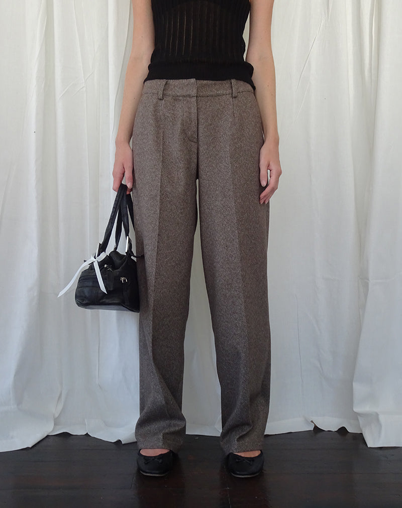 Pantalon tailleur à taille basse Sirkia en brun foncé