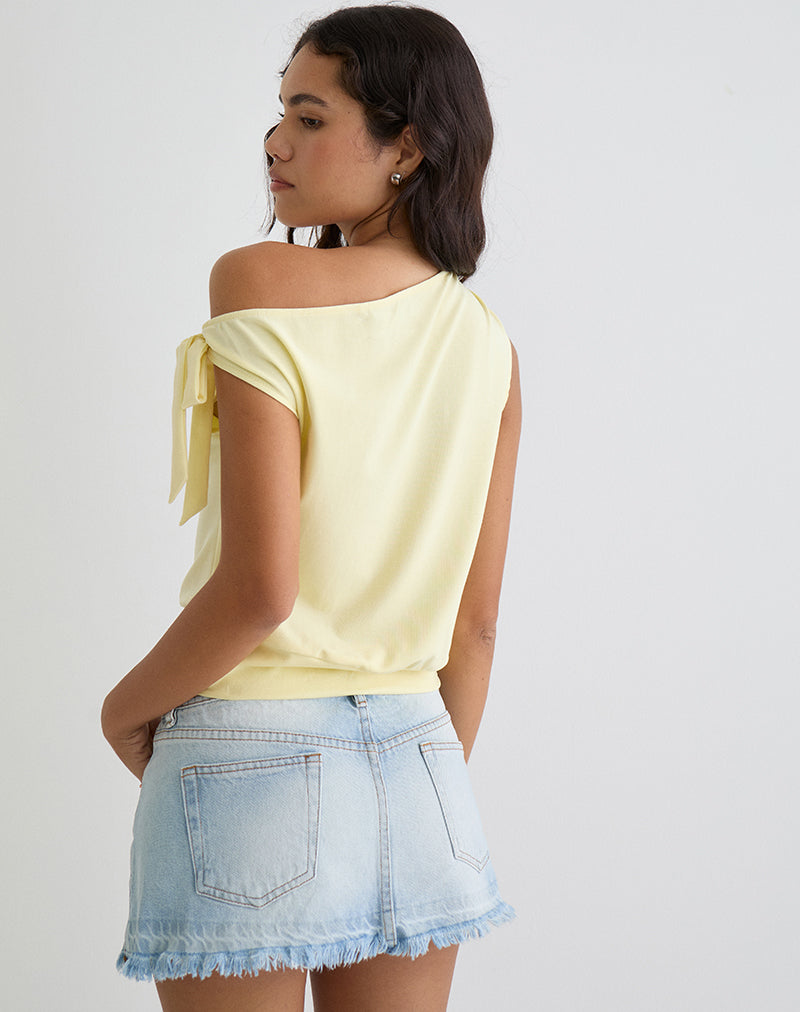 Image de Aleyah Tie Shoulder Tee in Lemon