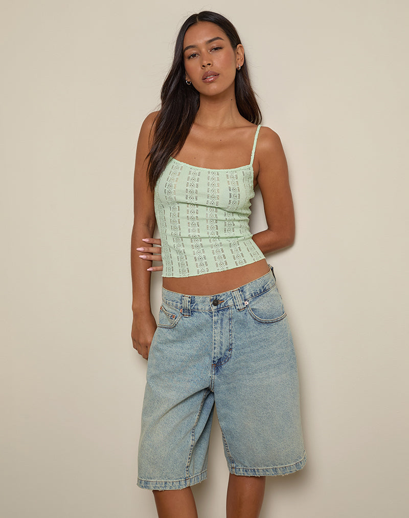 Image de Aluca Cami Top in Broderie Flower Lace Mint