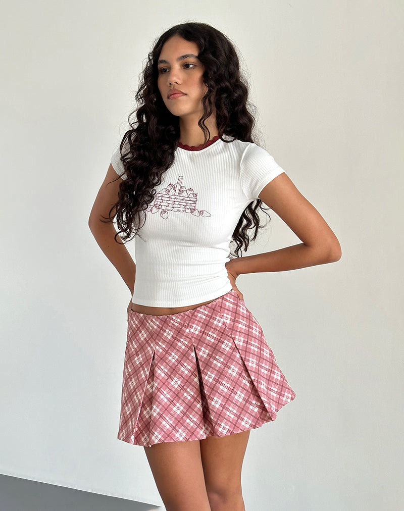 Minijupe plissée Alula, rose écossais