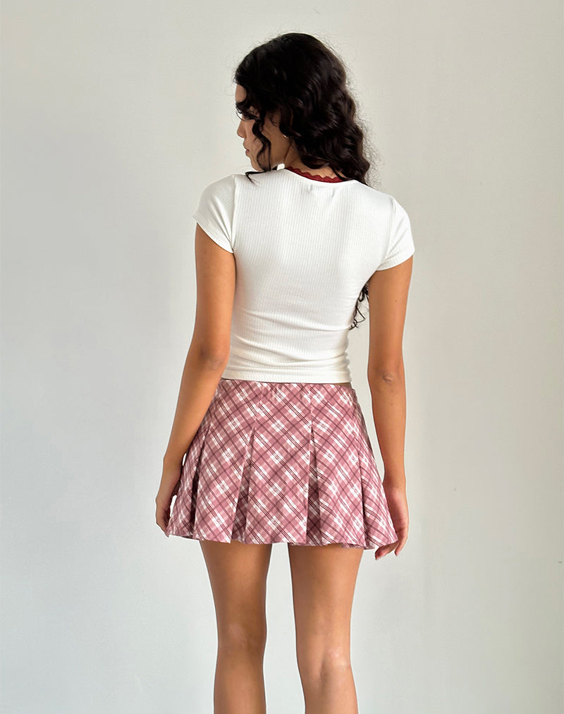 Image de la mini-jupe plissée Alula en tartan rose