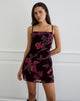 Image of Alvana Mini Dress in Floral Devore Burgundy