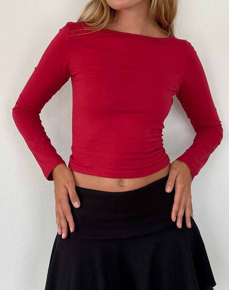 Image de Amabon Long Sleeve Top in Adrenaline Red