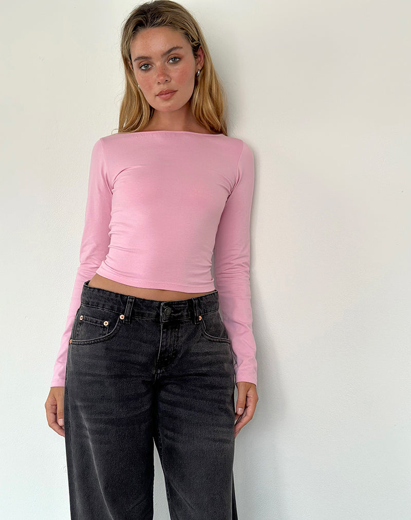 Image de Amabon Long Sleeve Top in Flamingo Pink