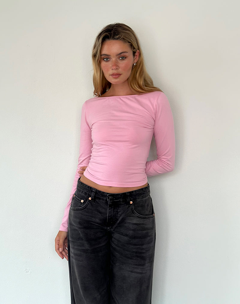 Image de Amabon Long Sleeve Top in Flamingo Pink