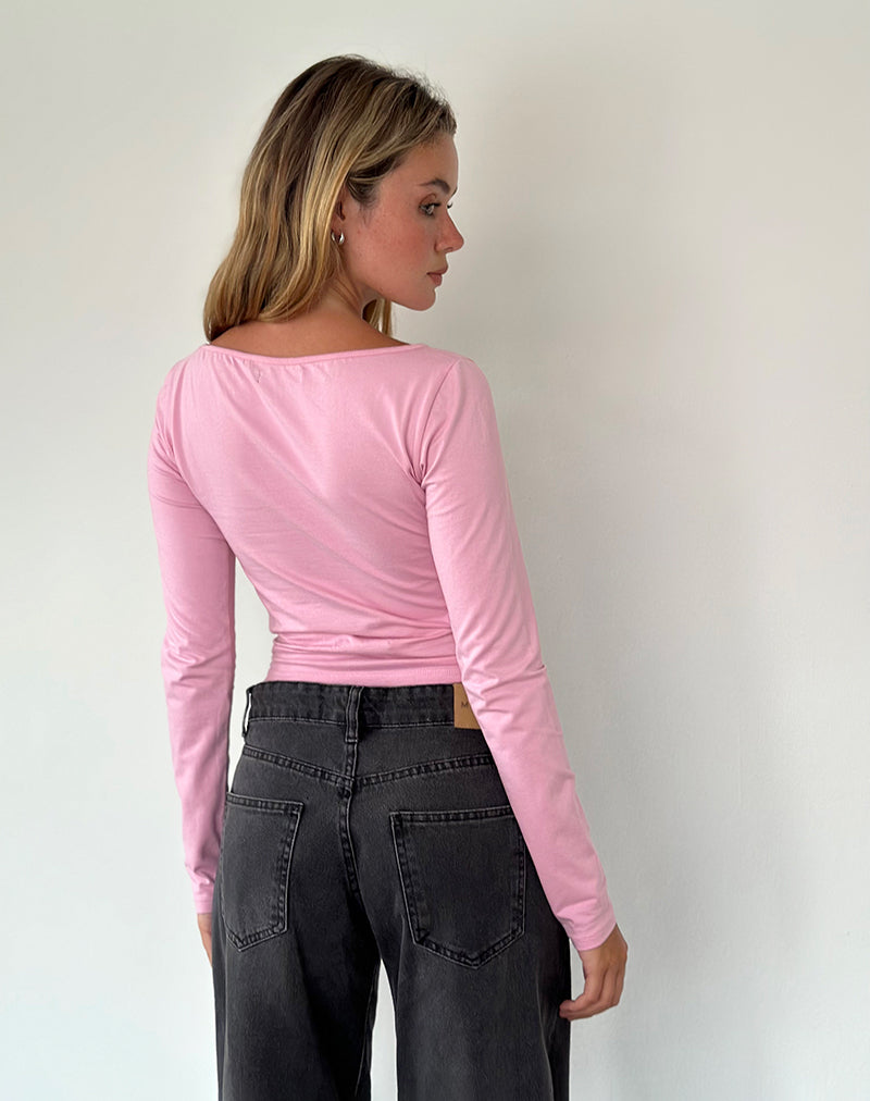 Image de Amabon Long Sleeve Top in Flamingo Pink