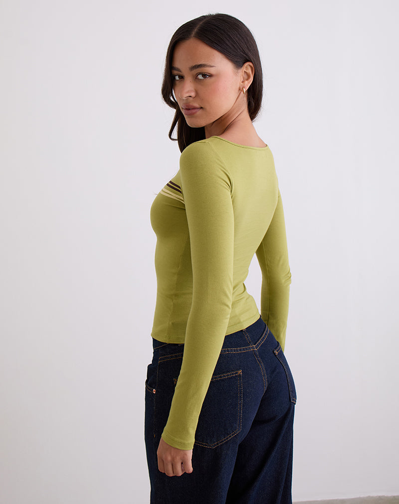 Image de Amabon Long Sleeve Top in Cress Green Stripe