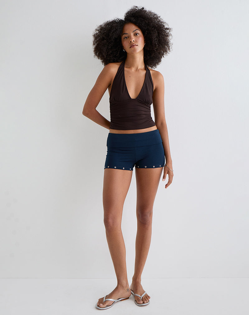 Image de Amane Foldover Short in Rayon Jersey Navy