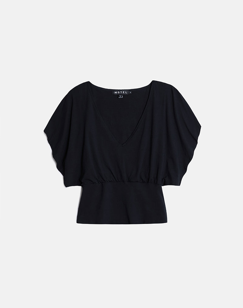 Image of Amarata Batwing Top in Rayon Jersey Black