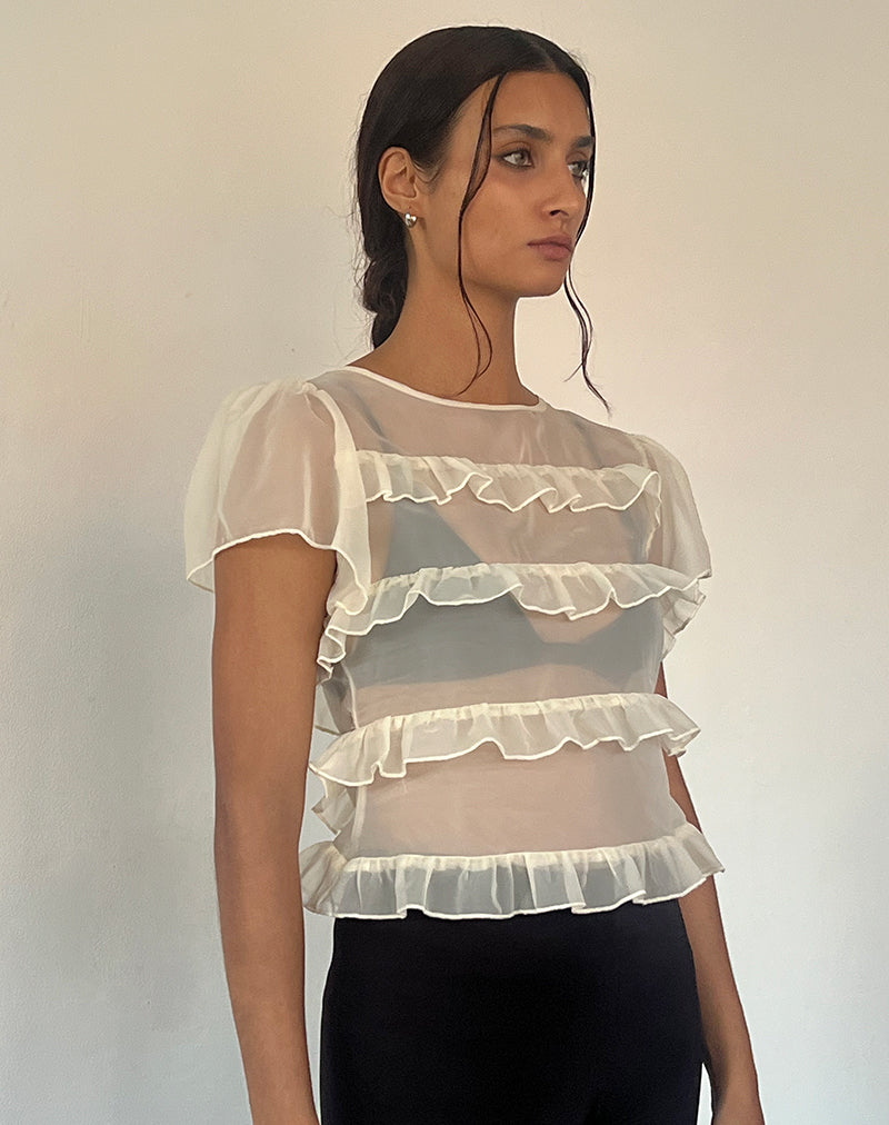 Image de Amarissa Ruffle Top in Ivory Chiffon