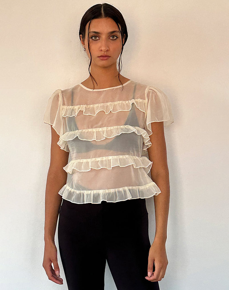 Image de Amarissa Ruffle Top in Ivory Chiffon