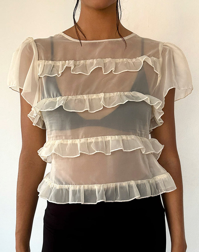 Image de Amarissa Ruffle Top in Ivory Chiffon
