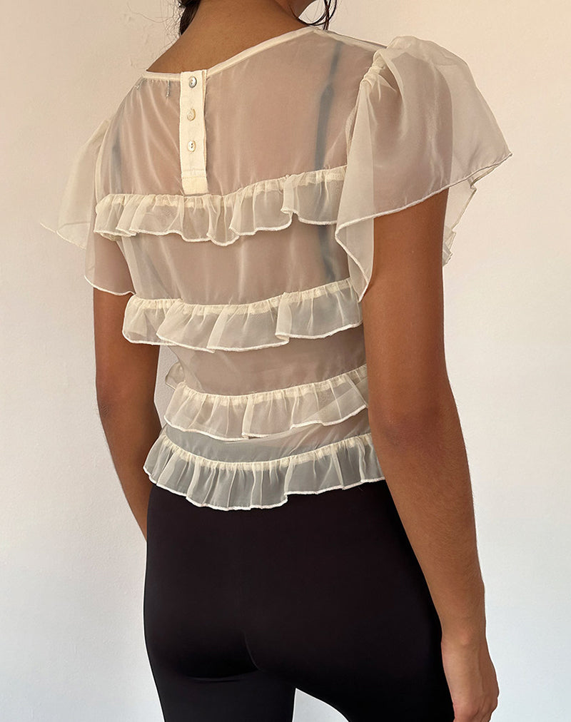 Image de Amarissa Ruffle Top in Ivory Chiffon