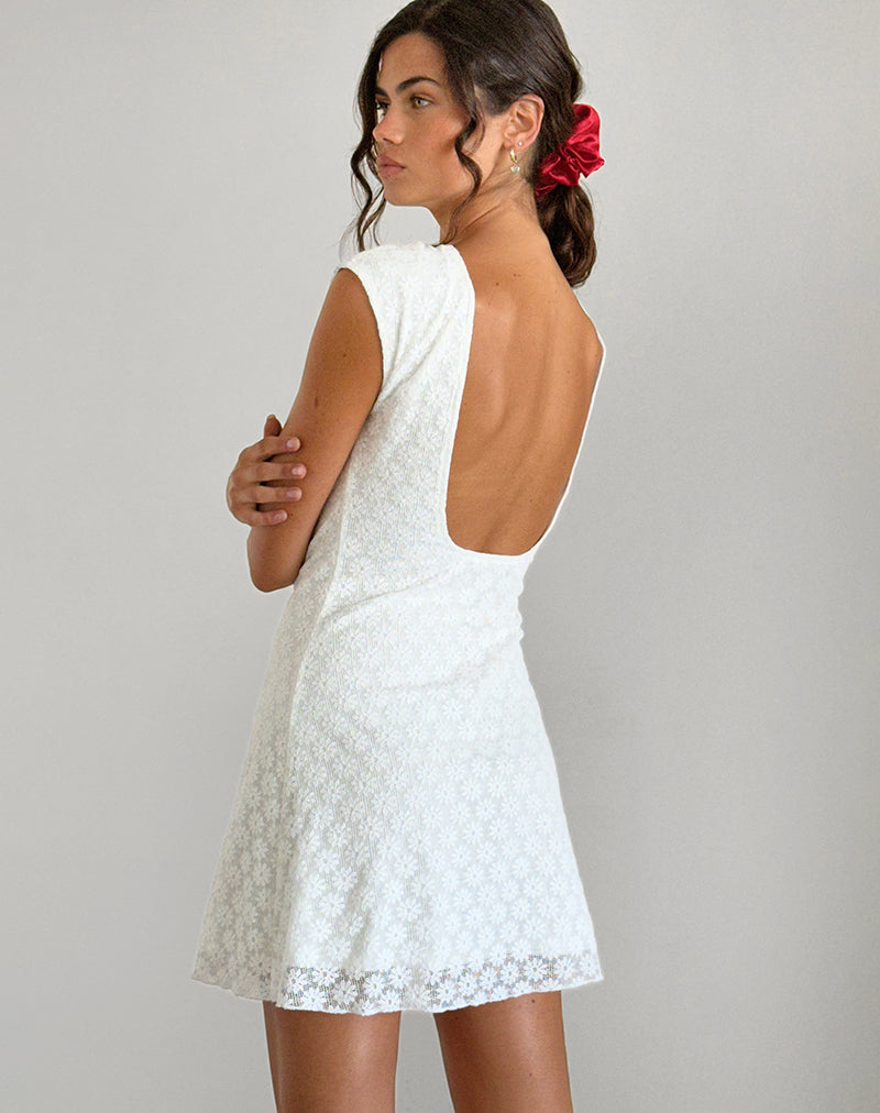 Ambu Mini Robe en dentelle florale Ivoire