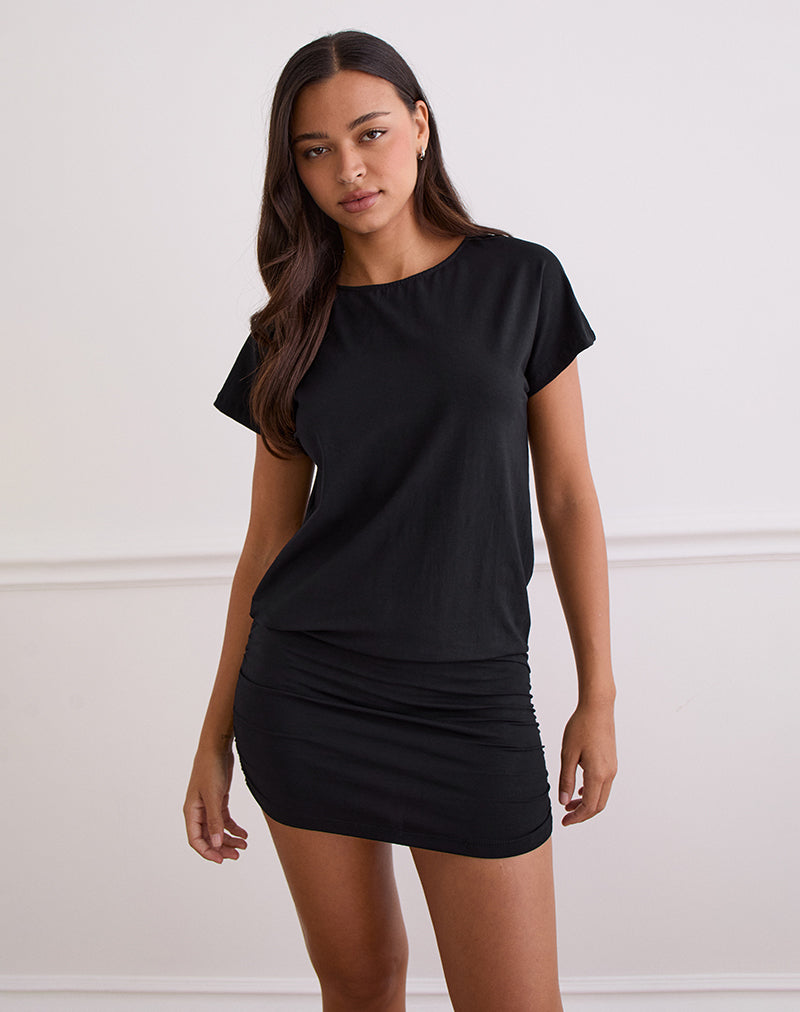 Image de la mini robe dos nu Amelina en noir