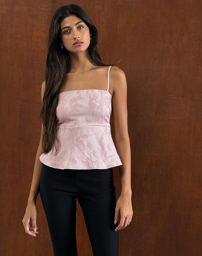 Image de Amerta Cami Top in Satin Jacquard Baby Pink