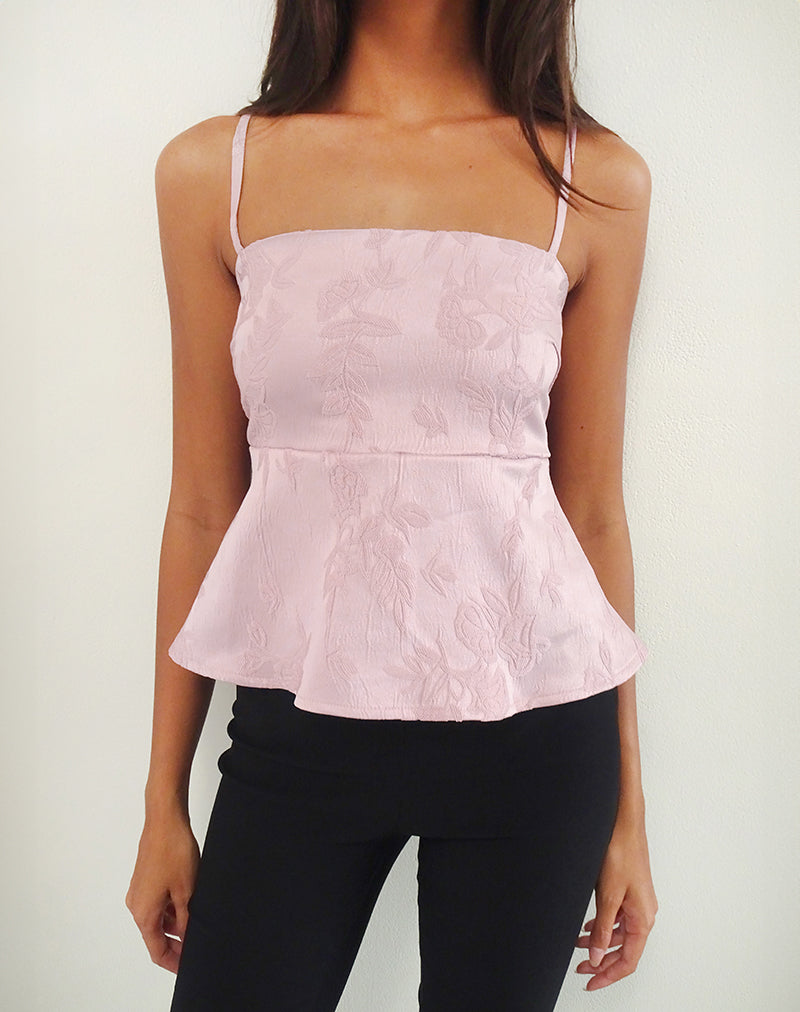 Image de Amerta Cami Top in Satin Jacquard Baby Pink