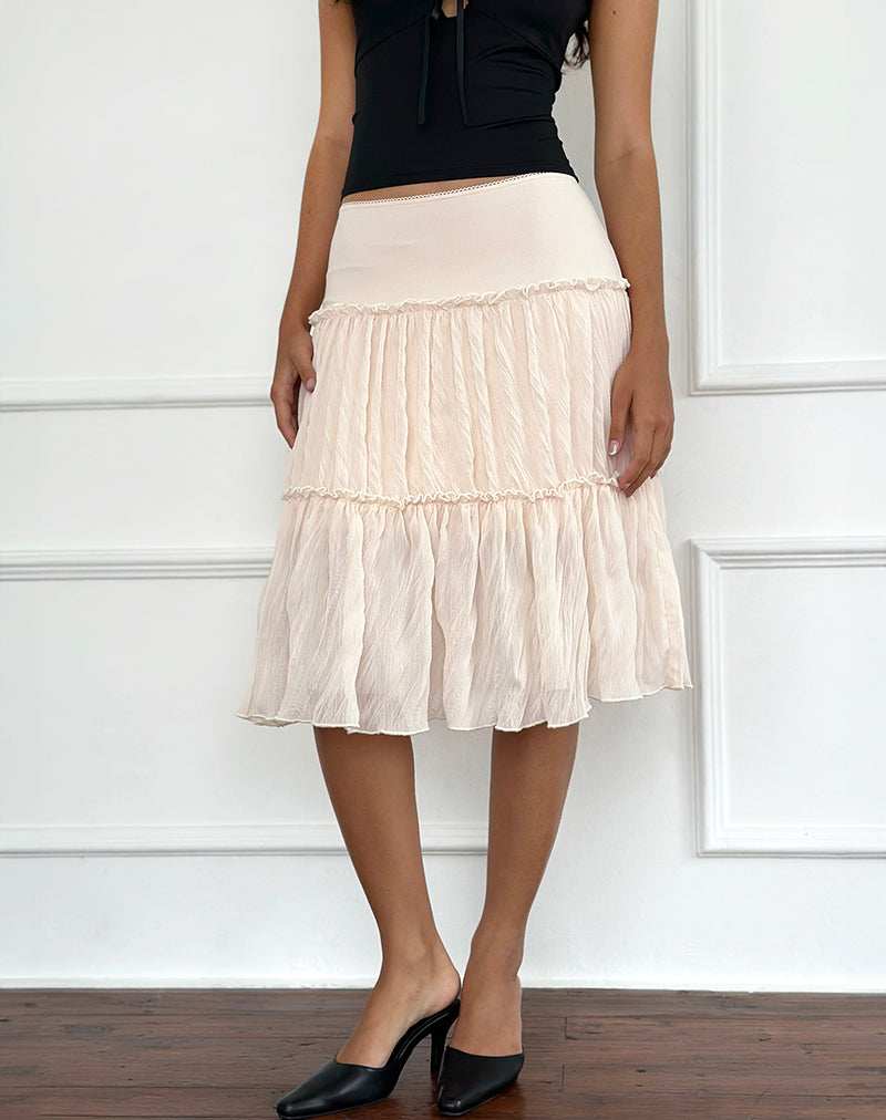 Anahita Tiered Skirt in Chiffon Buttercream (jupe à volants en mousseline)