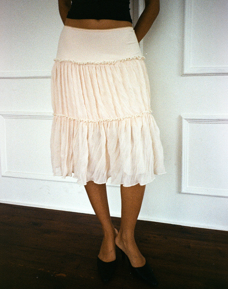 Image de la jupe à volants Anahita en mousseline Buttercream