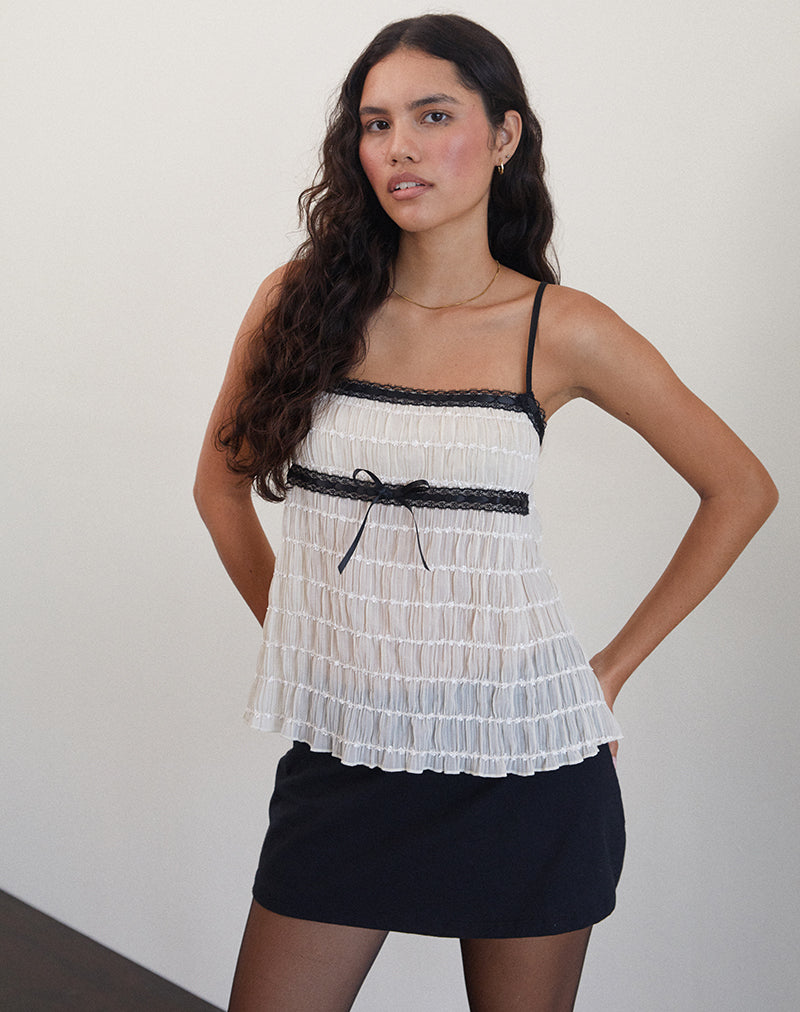 Image de Ancika Cami Top in Textured Chiffon Ivory