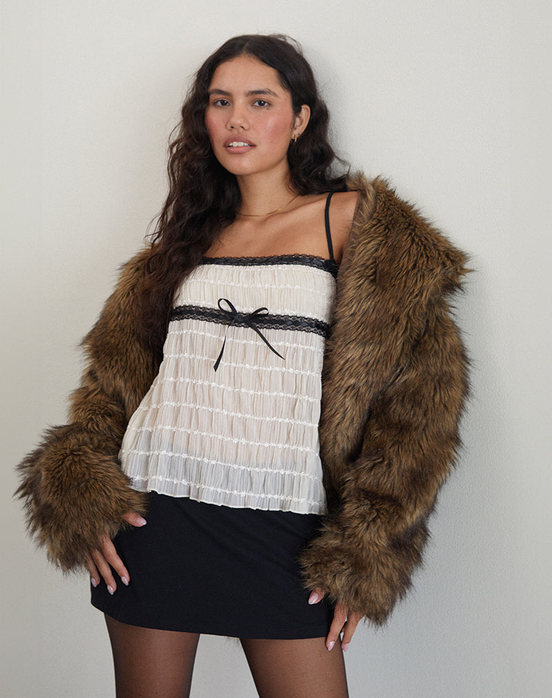 Image de Ancika Cami Top in Textured Chiffon Ivory