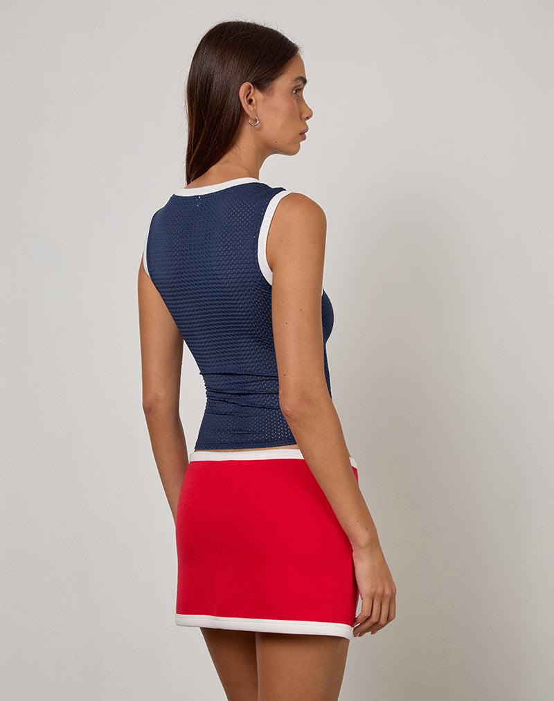 Image de Monlo Top en Airtex Navy avec rayures rouges