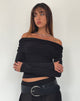 Image de Andi Long Sleeve Bardot Top in Slinky Black