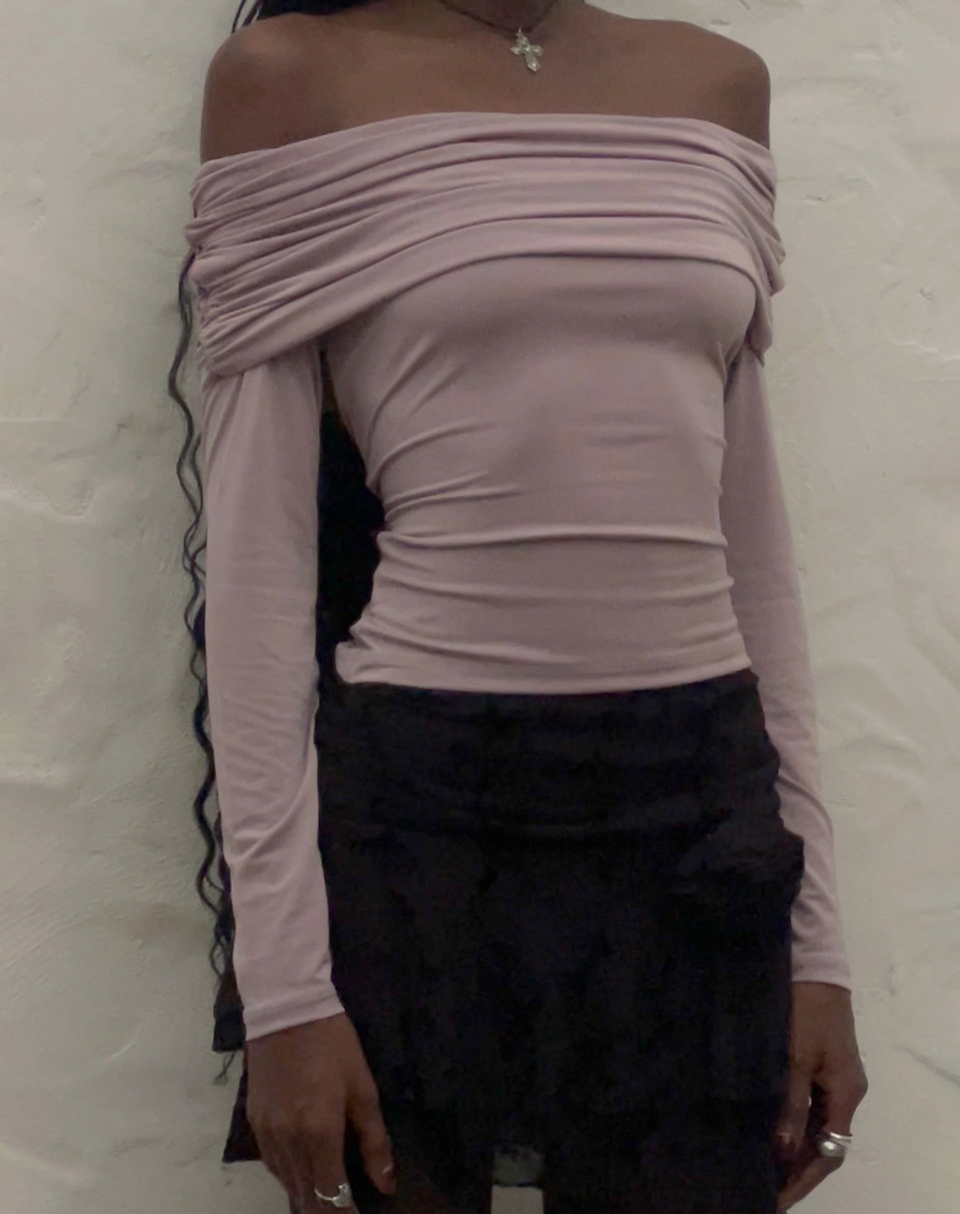 Image de Andi Long Sleeve Bardot Top in Slinky Mauve