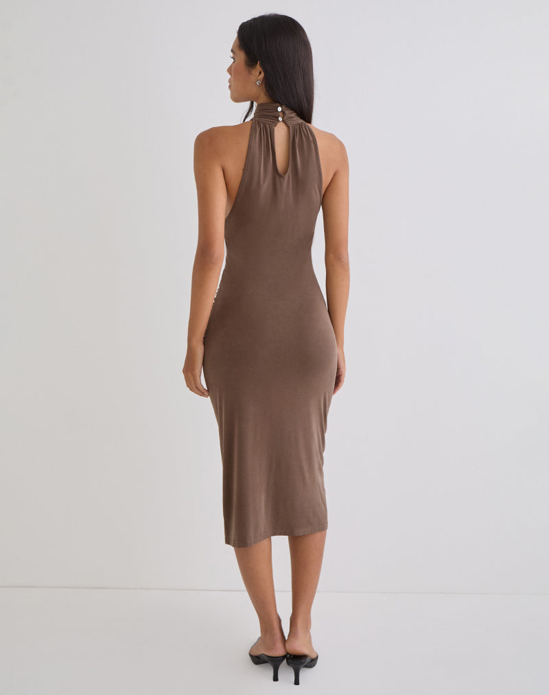 Image de la robe midi Anezka en chocolat amer