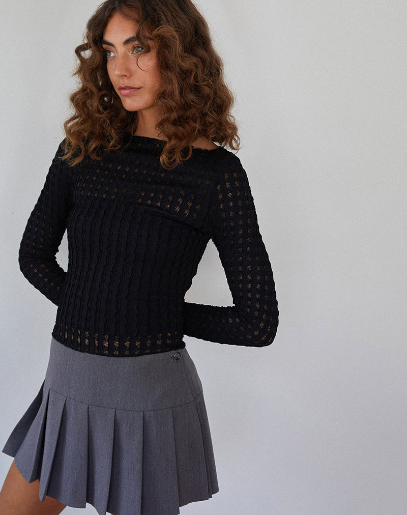 Image de Angela Long sleeve Top in Crinkle Black