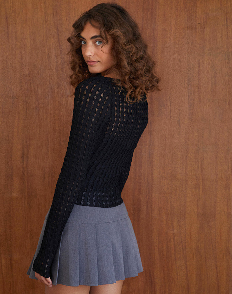 Image de Angela Long sleeve Top in Crinkle Black