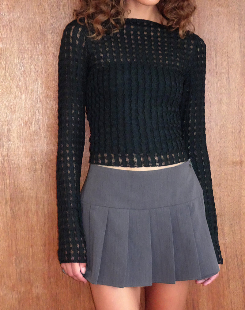 Image de Angela Long sleeve Top in Crinkle Black