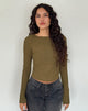 Image de Angela Long Sleeve Top in Crinkle Olive