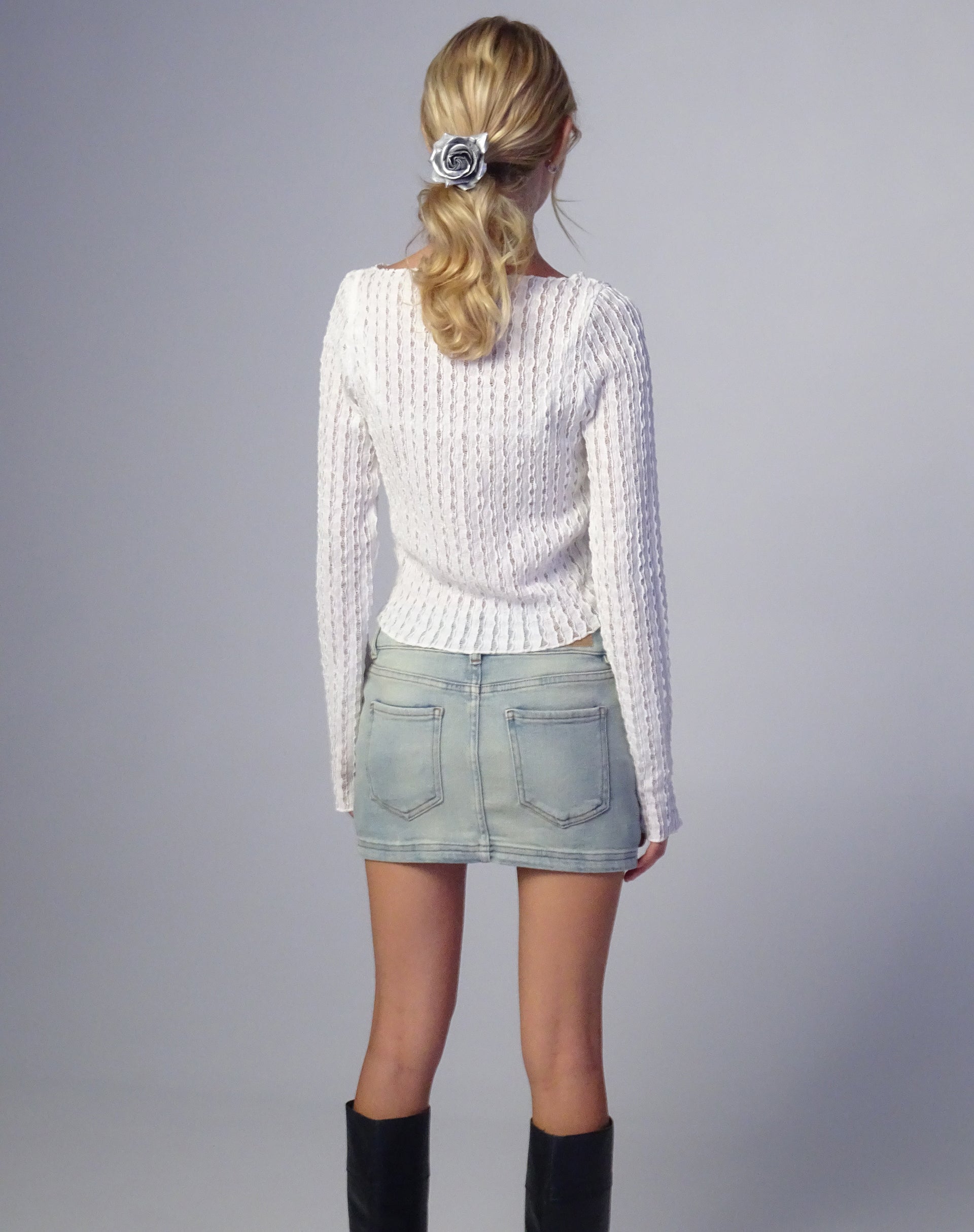 Image de Angela Long Sleeve Top in Crinkle White