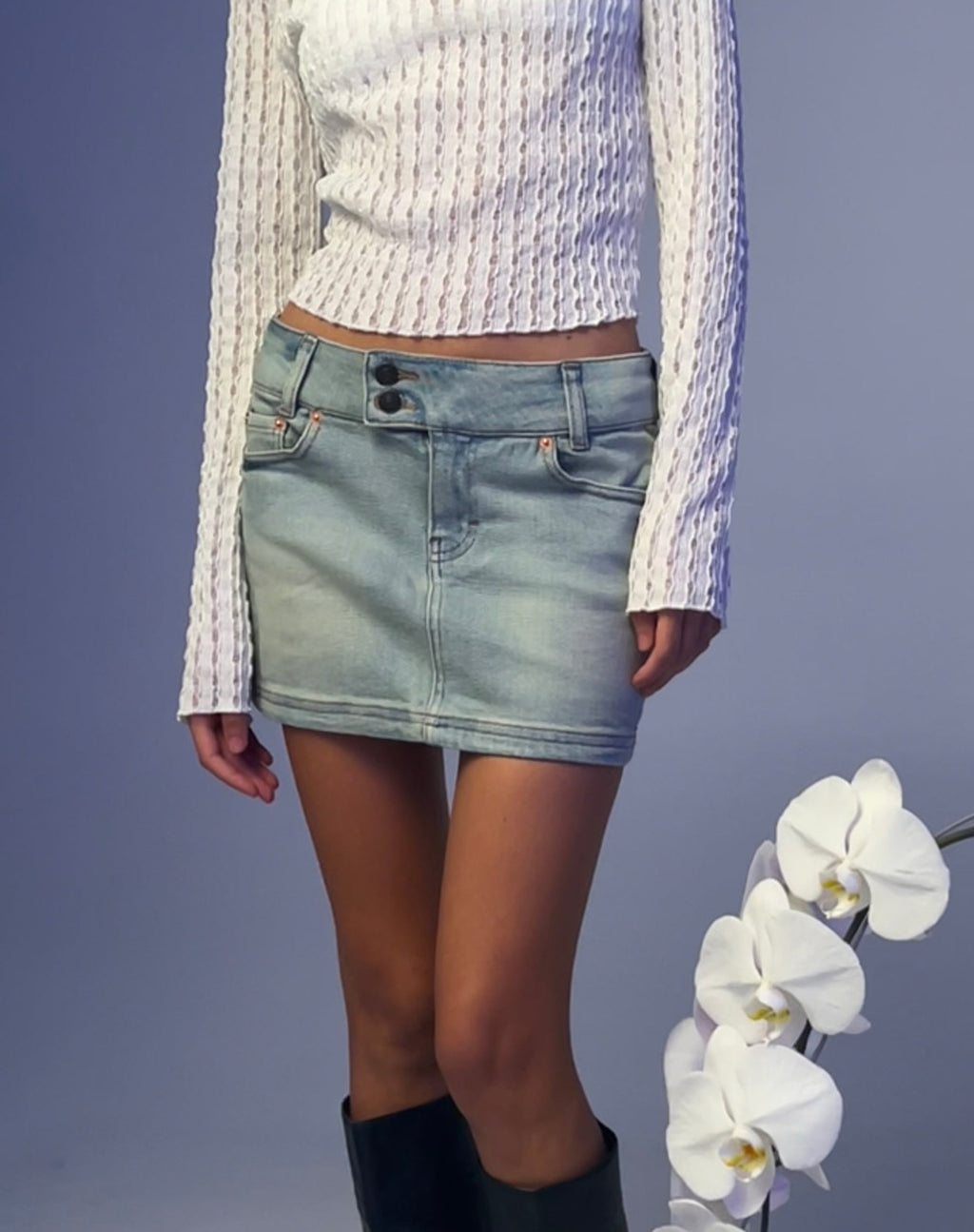 Minijupe en denim à taille basse, Super Bleach