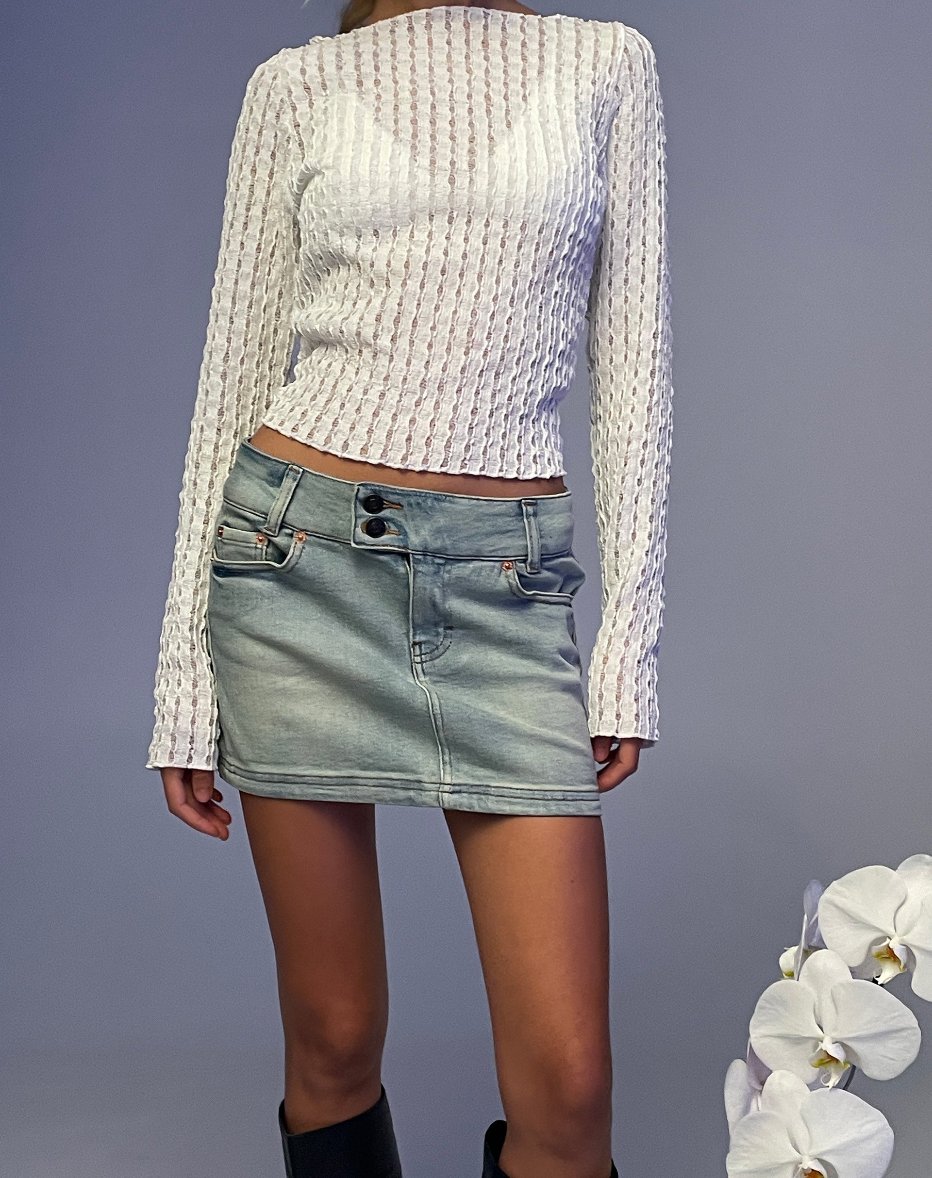 Image de Angela Long Sleeve Top in Crinkle White