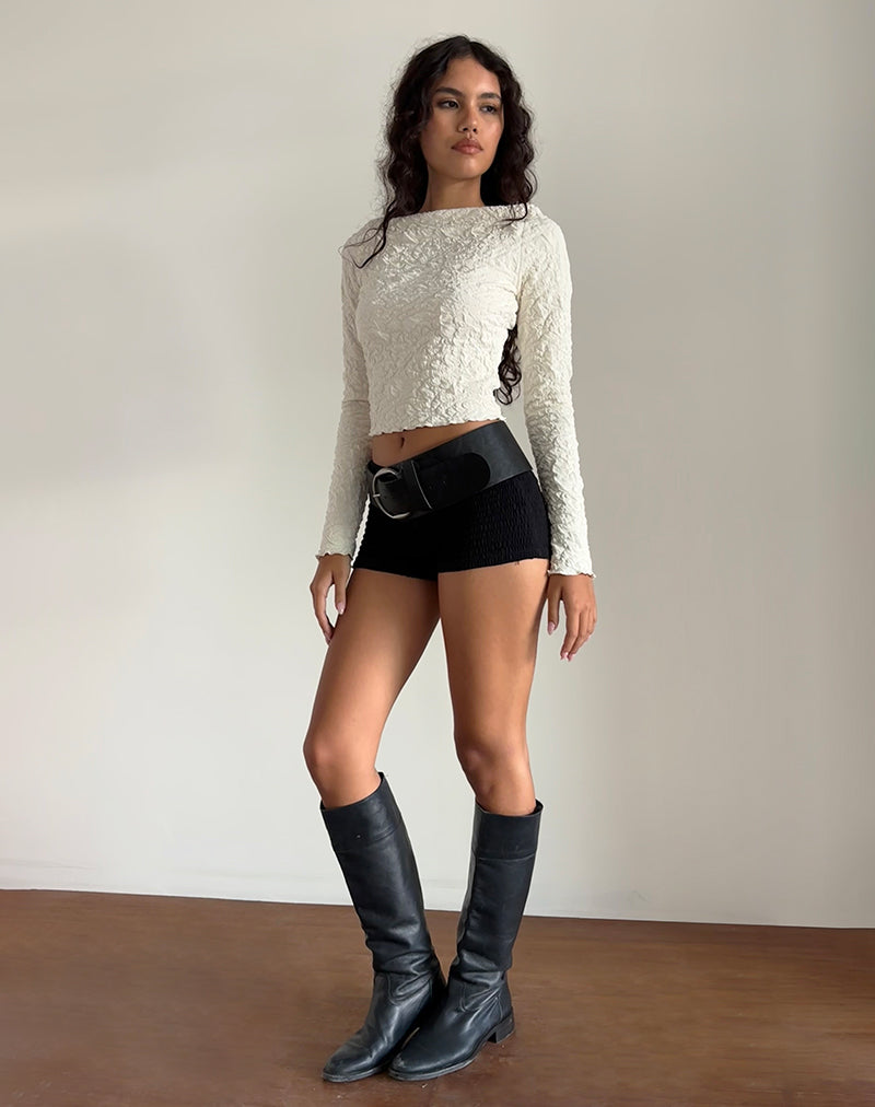 Image de Angela Top texturé à manches longues en jersey crème